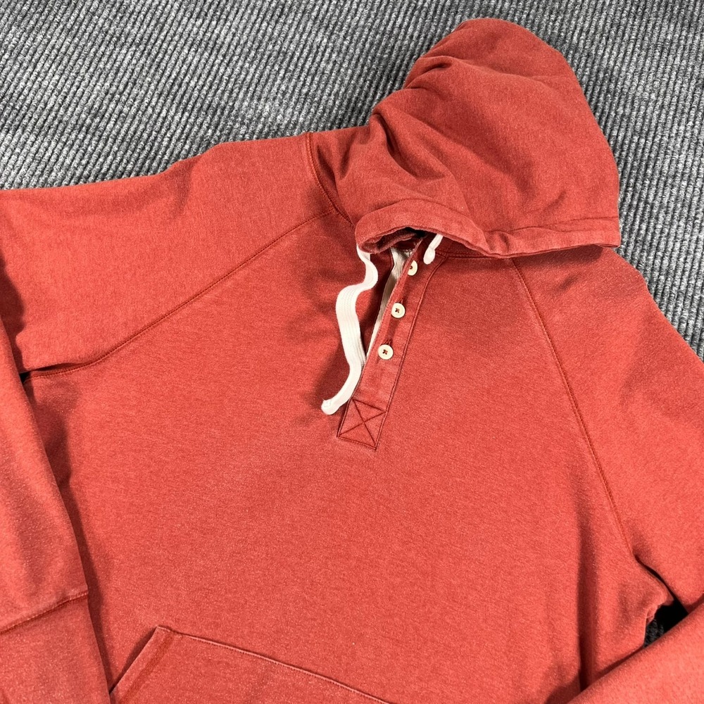 The Normal Brand Hoodie Sweatshirt Mens Large Orange Long Sleeve Henley Pullover